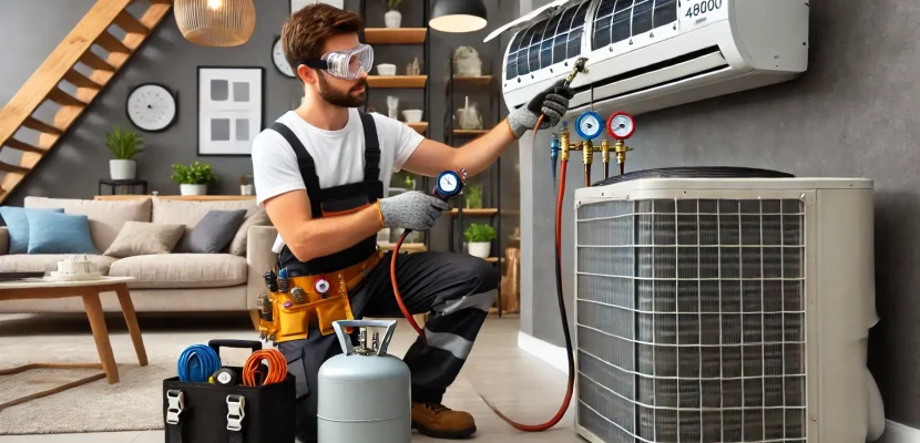 salon-tipi-klima-gaz-basma-48000-btu Salon tipi klima gaz basma işlemi, klima bakımı ve verimliliğini artırma.